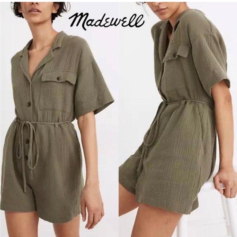 Madewell Women's Small Gauze Green Playsuit-romper